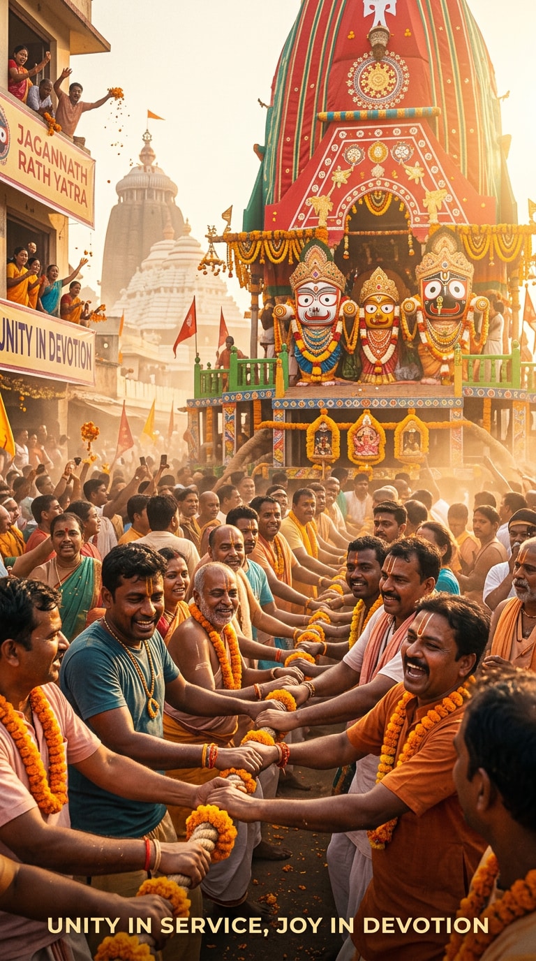 Devotees Pulling Rath Yatra Chariot Prompt