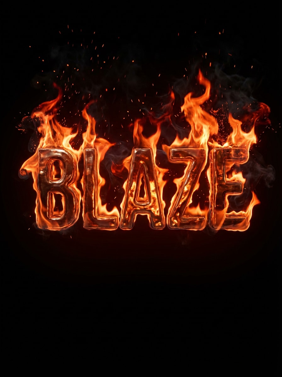 Realistic Orange Flame Text