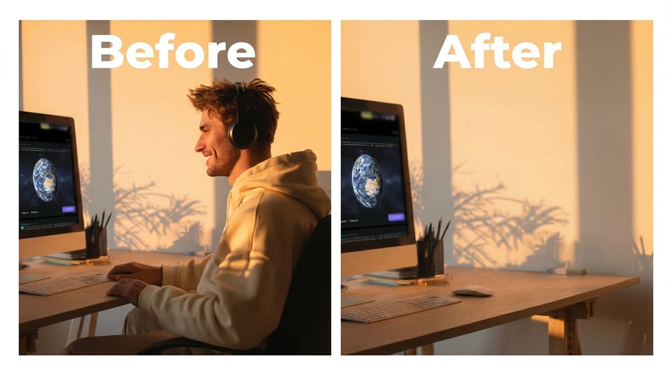 Remove people from photo example 2