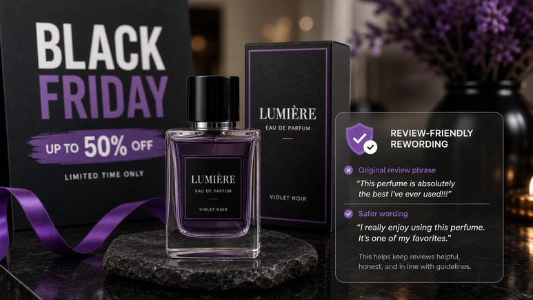 Review-friendly Black Friday Perfume scripts checked for risky claims before video rendering
