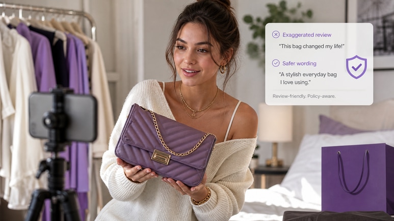 Review-friendly Fashion Photography scripts checked for risky claims before video rendering