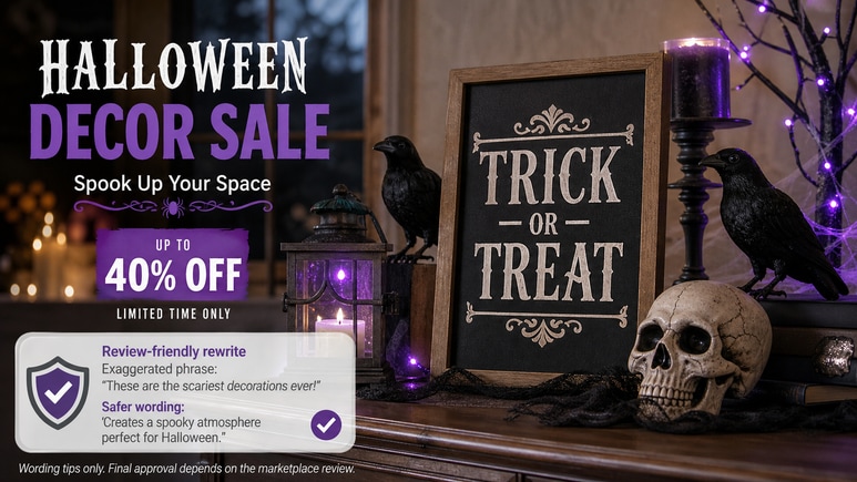 Review-friendly Halloween Decor Sale scripts checked for risky claims before video rendering