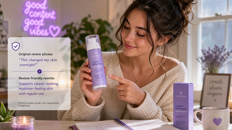 Review-friendly Lifestyle Product Photography scripts checked for risky claims before video rendering