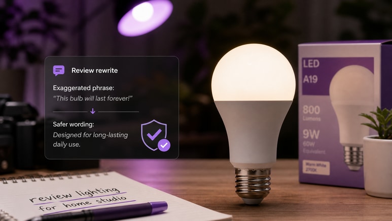 Review-friendly Light Bulb Photography scripts checked for risky claims before video rendering