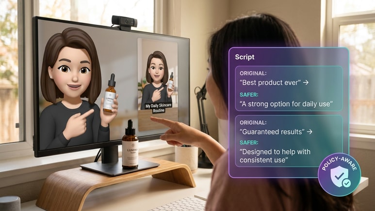 Review-friendly product review ad scripts filtered for risky claims before rendering