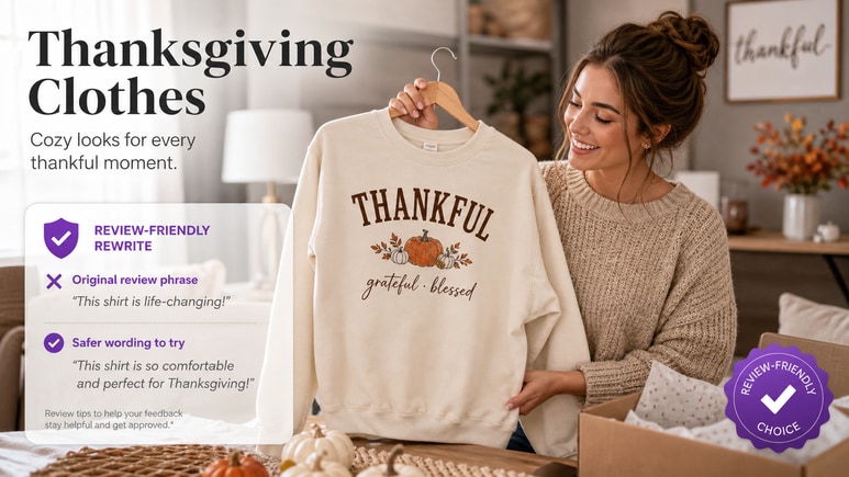 Review-friendly Thanksgiving Clothes scripts checked for risky claims before video rendering