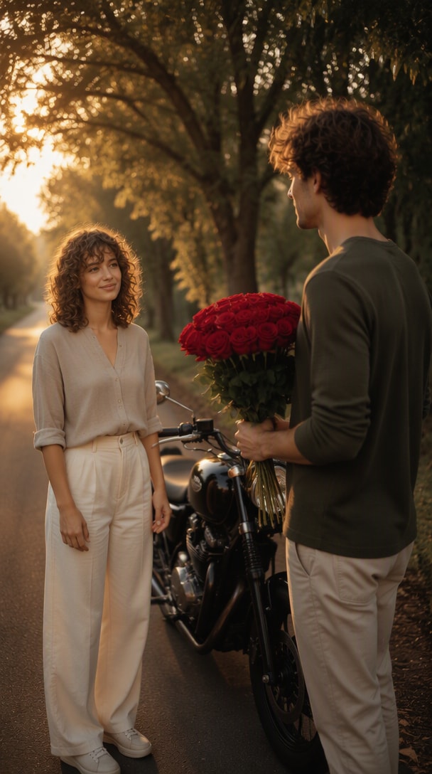 Rose surprise before image for romantic rose story AI video
