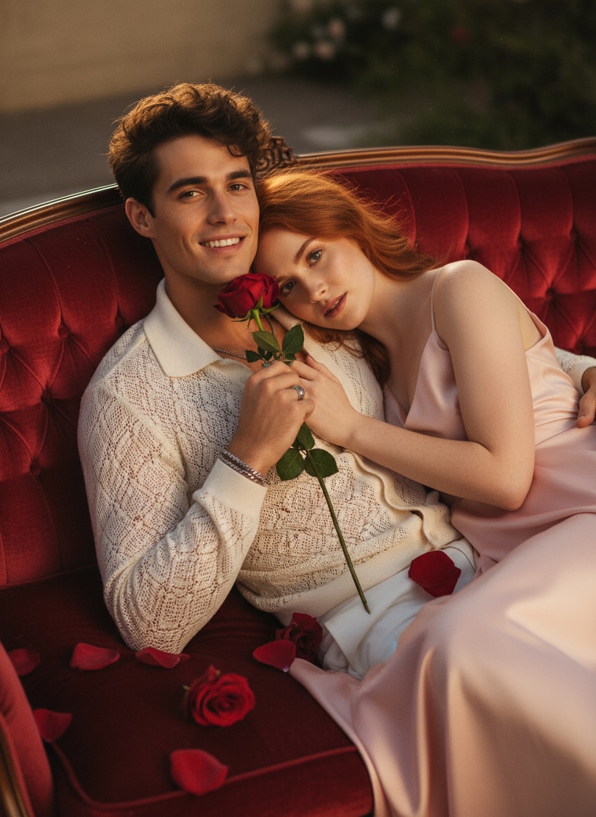 Retro Sofa Romantic Embrace