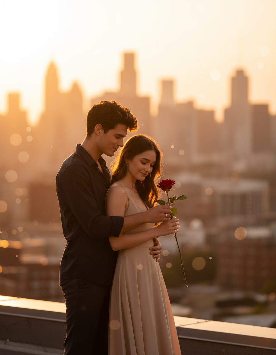 Golden Hour City Rooftop