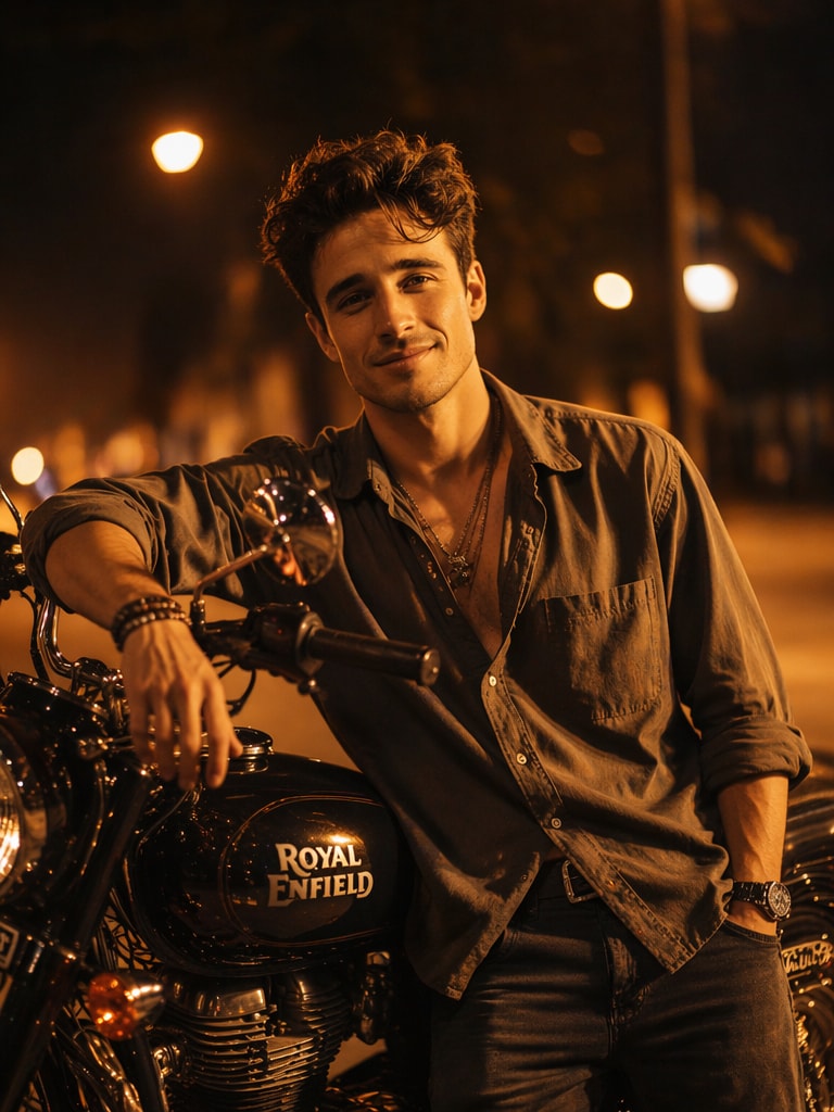 Royal Enfield Fire Tone Edit Royal Enfield Bullet bike AI photo prompt