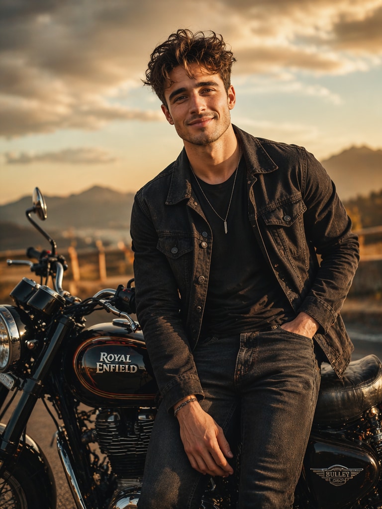Bullet Lover Premium Reel Style Royal Enfield Bullet bike AI photo prompt
