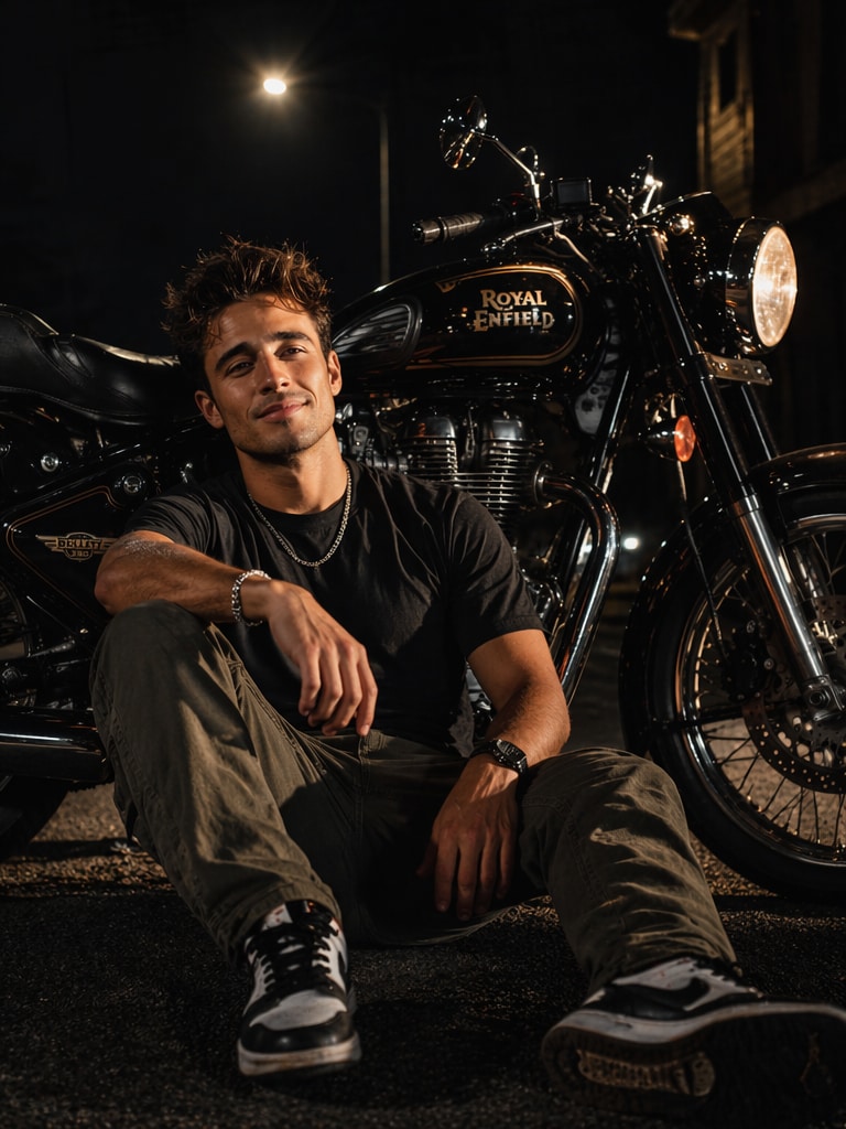 Royal Enfield Black Beast Edit Royal Enfield Bullet bike AI photo prompt