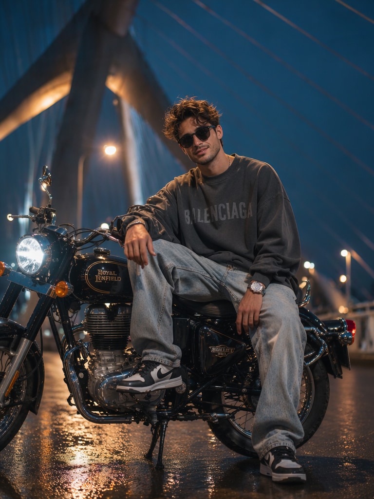 Royal Enfield Road Prince Royal Enfield Bullet bike AI photo prompt