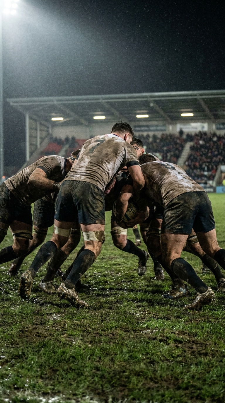Rugby ruck AI image prompt