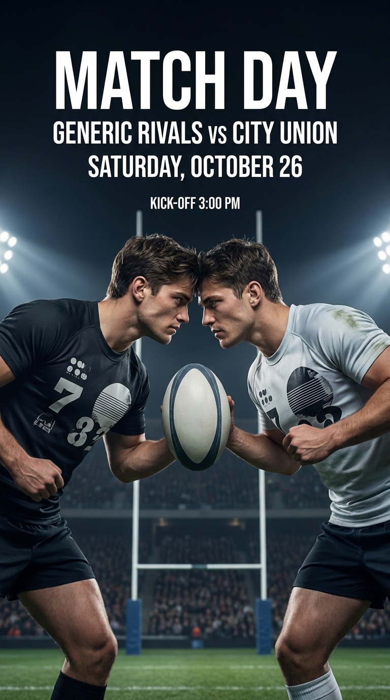 Rugby match day banner prompt