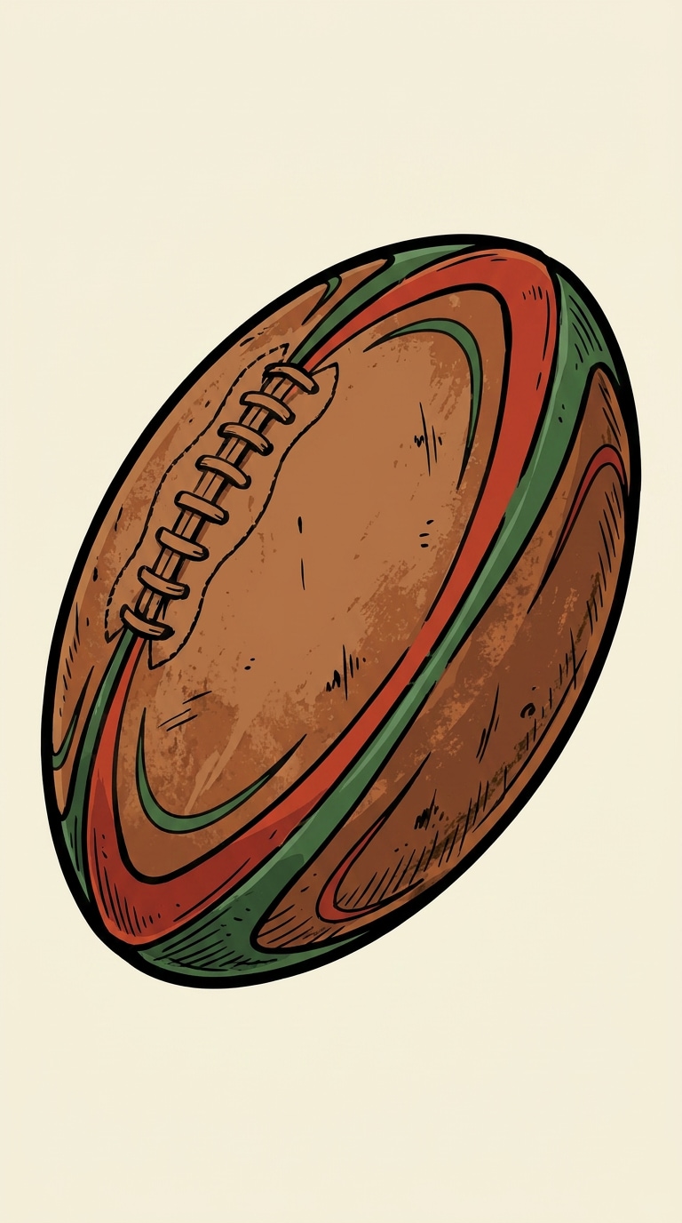 Vintage rugby ball illustration prompt