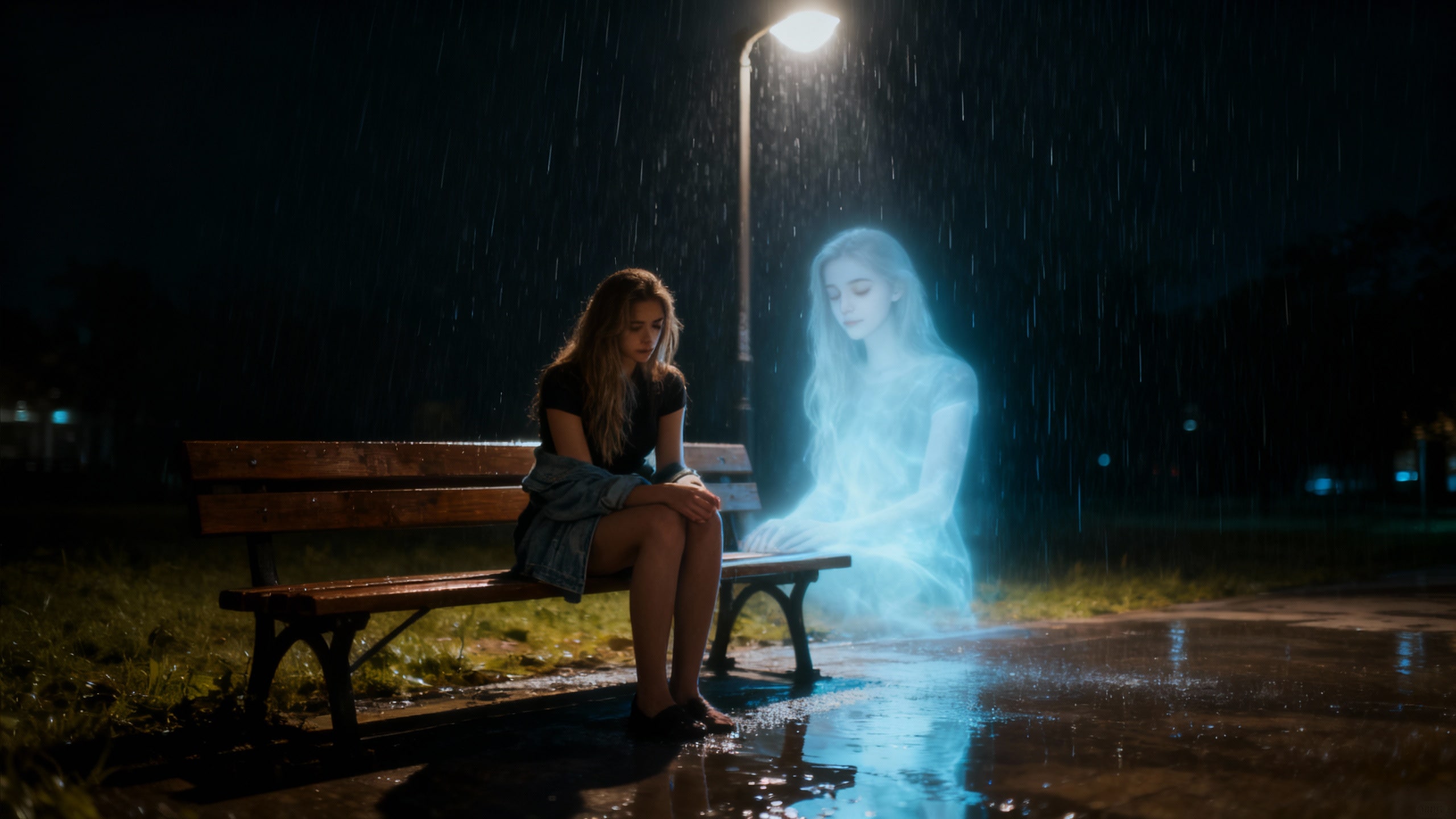 Outdoor Bench Night Scene