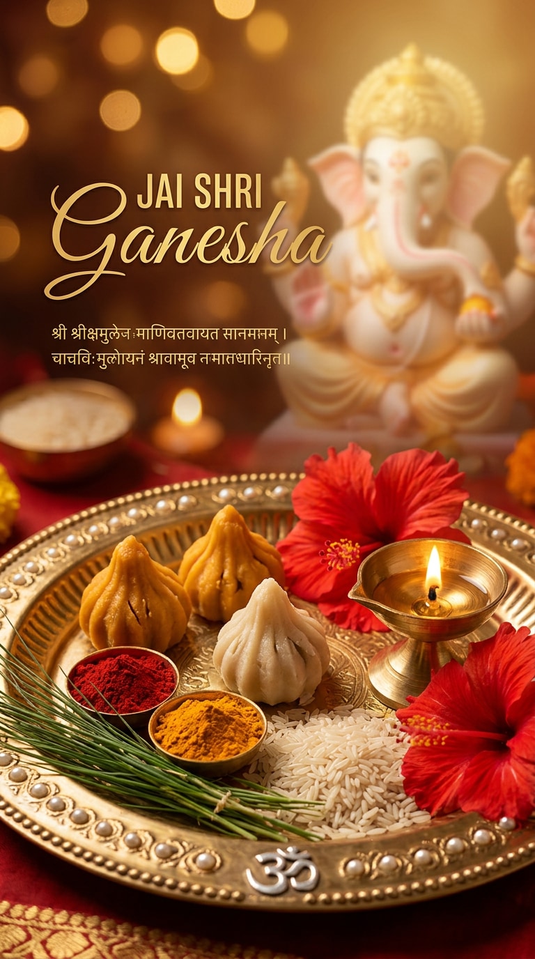 Ganesha Puja Thali AI Poster