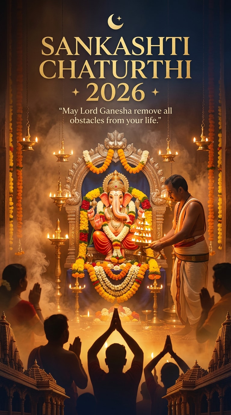 Sankashti Chaturthi Temple Aarti AI Poster