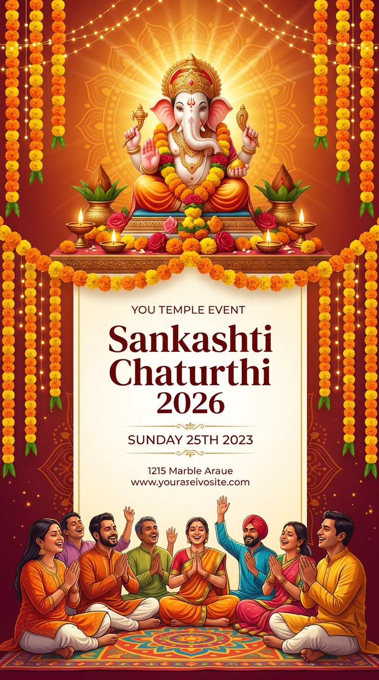 Temple Event Sankashti Chaturthi AI Poster