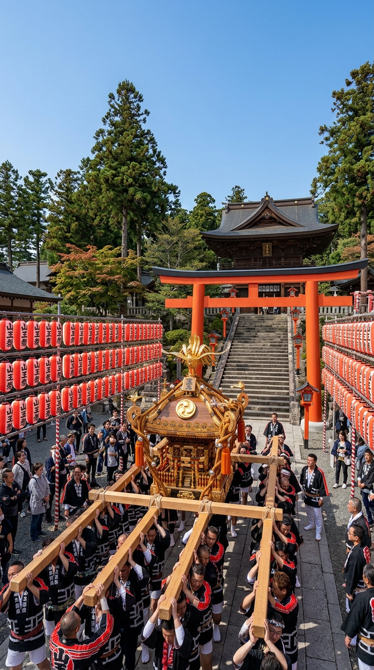 Mikoshi and Shrine Lantern AI Image Prompt
