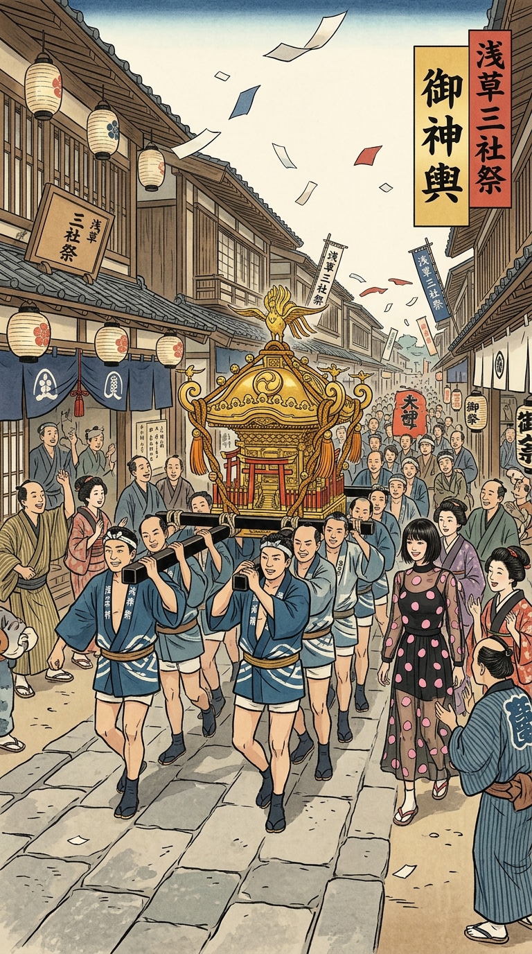Edo Town Mikoshi Parade AI Prompt