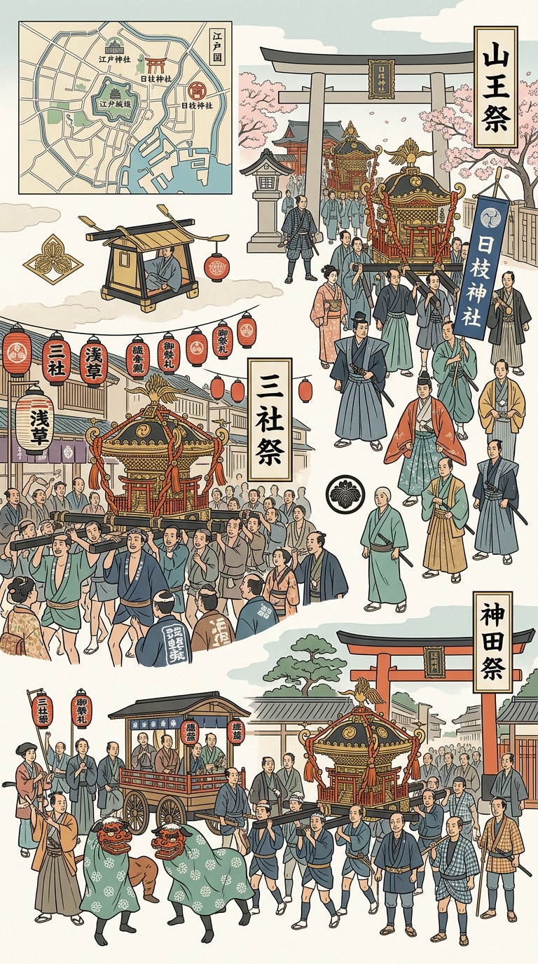 Japanese Festival Historical Illustration Prompt