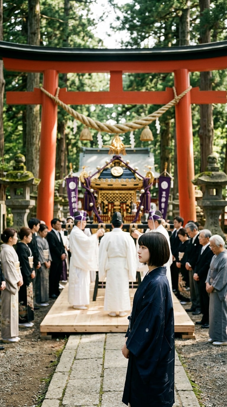 Japanese Shrine Torii Lantern Festival Image