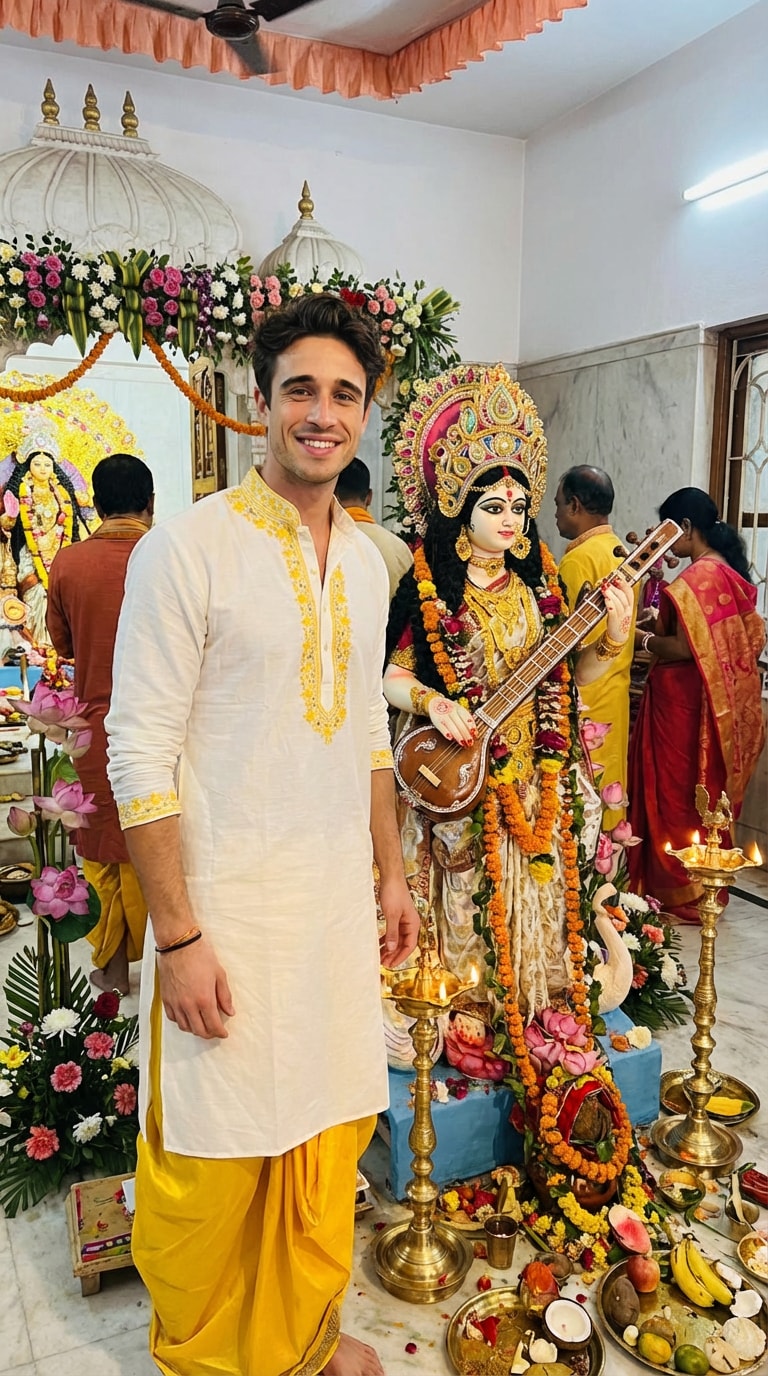 Saraswati Puja AI Photo