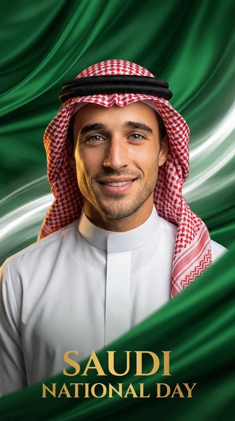 Saudi flag-inspired AI portrait prompt