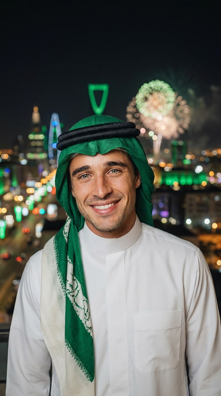 Riyadh fireworks Saudi National Day prompt