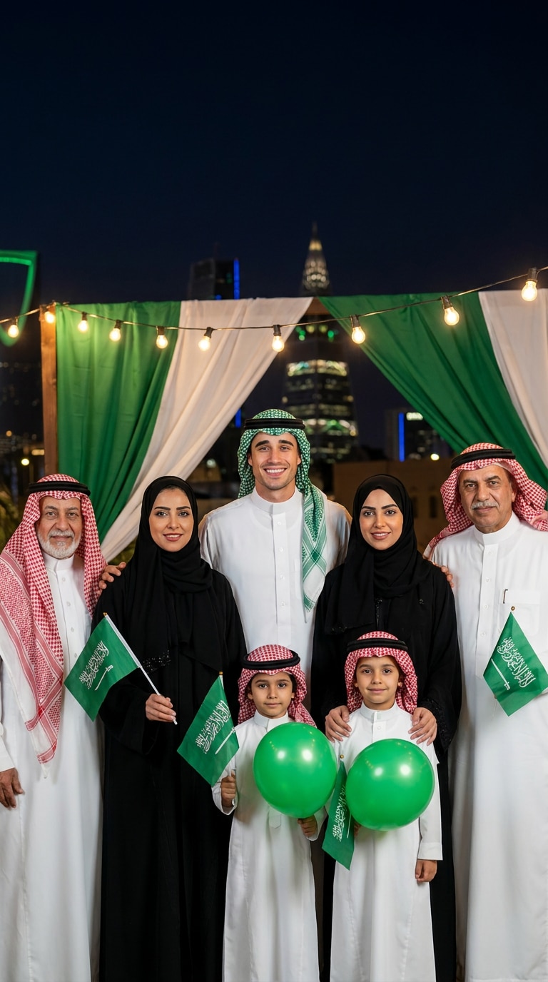 Saudi National Day family portrait prompt