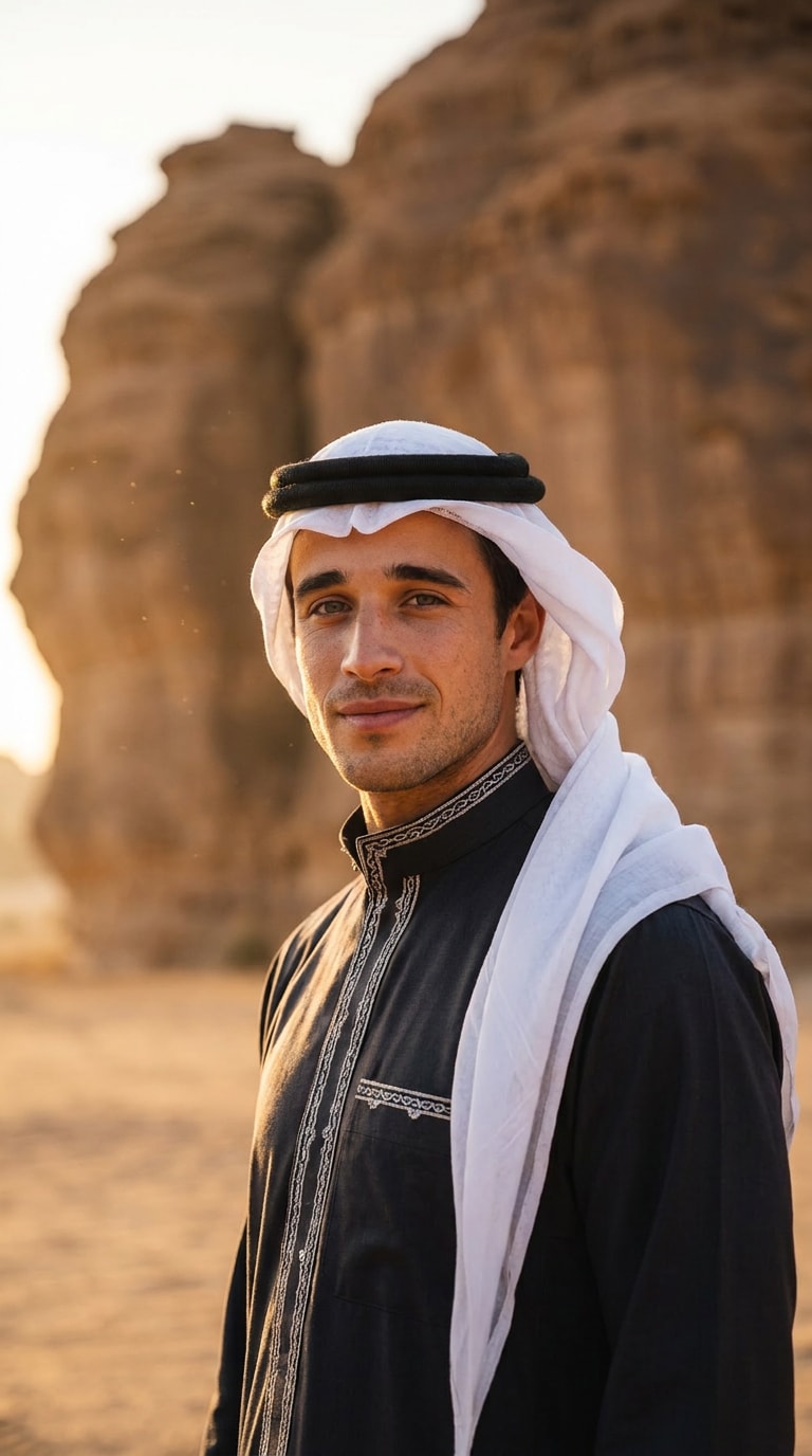 AlUla Saudi desert portrait prompt