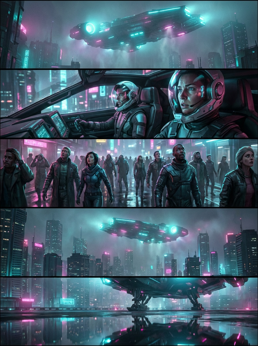 Sci-Fi Neon Storyboard