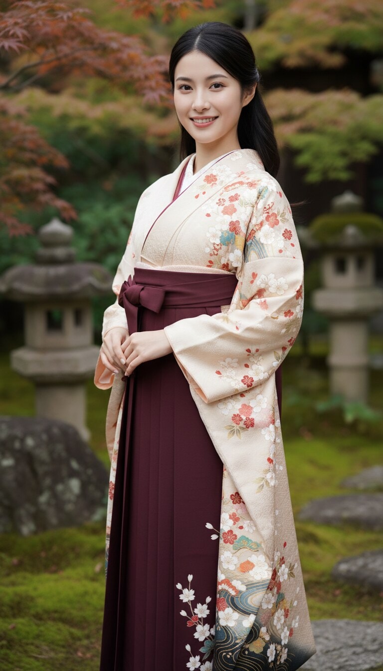 袴姿を落ち着いた印象に整える成人式加工