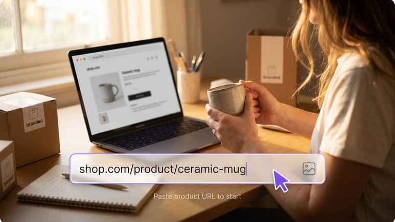 AI Shopify ad maker turning a product URL into multiple Shopify product video ads