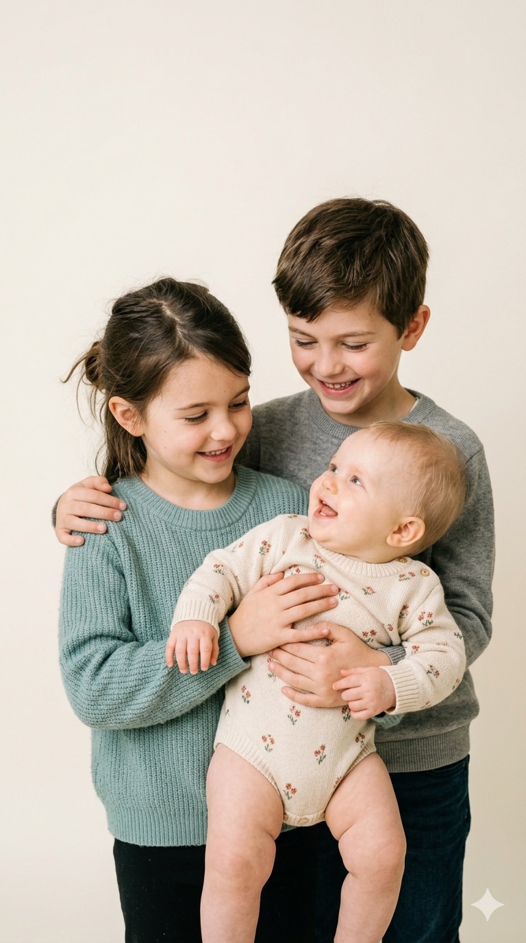 Sibling with baby AI photo prompts preview