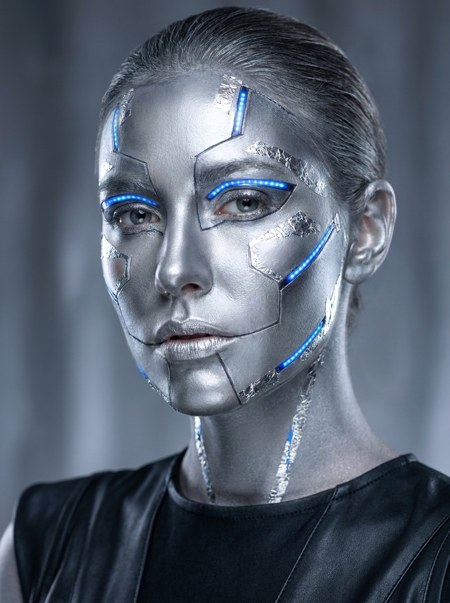 Silver Robot Makeup