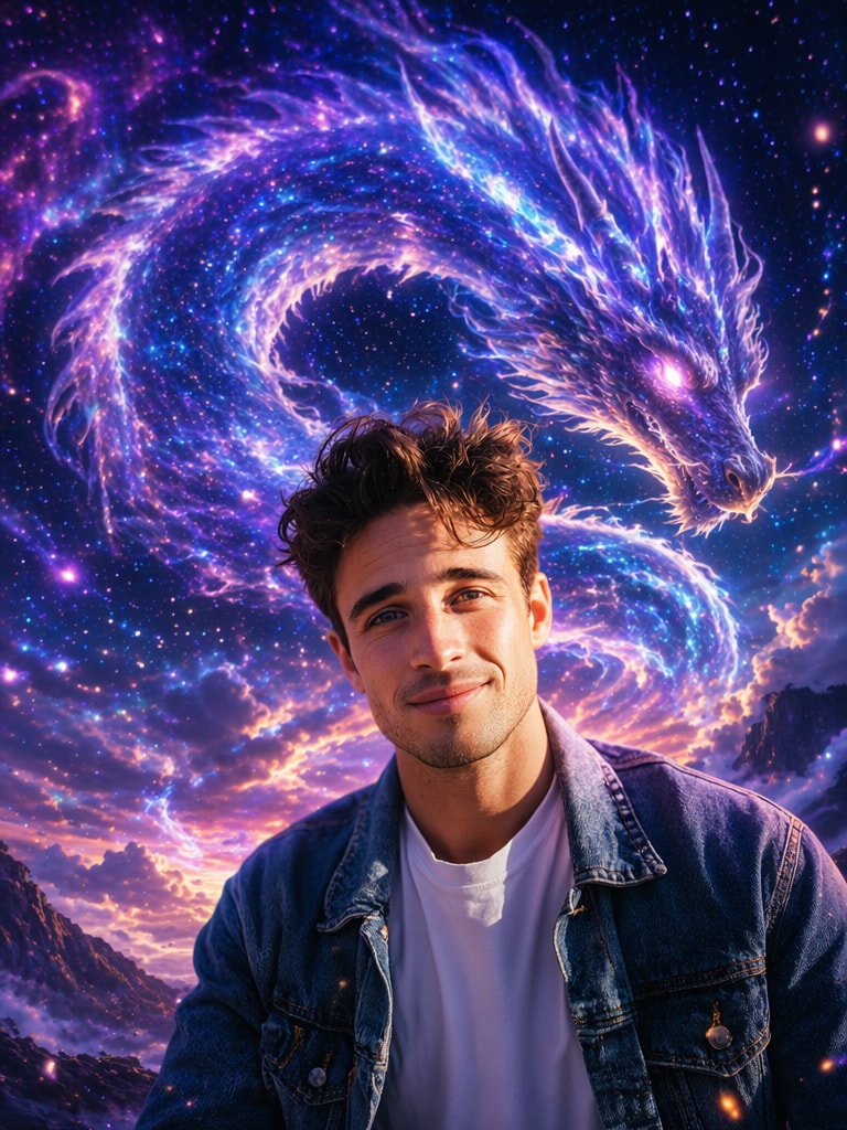 Cosmic Dragon Cloud Realm sky dragon art prompt
