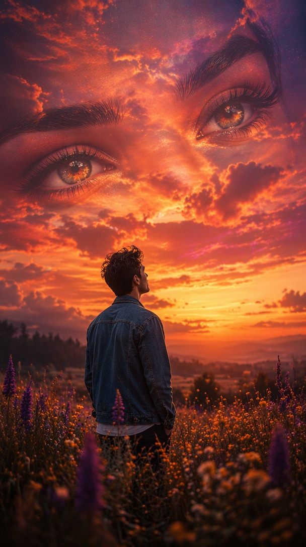 Sunset Sky Eye Romance sky eye ai photo editing prompt