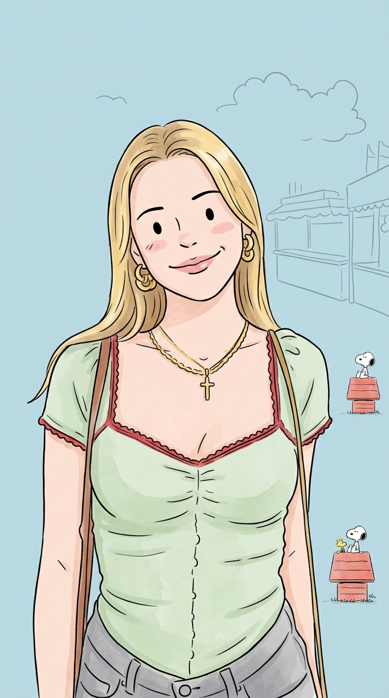 Soft Snoopy selfie avatar with pastel cartoon style