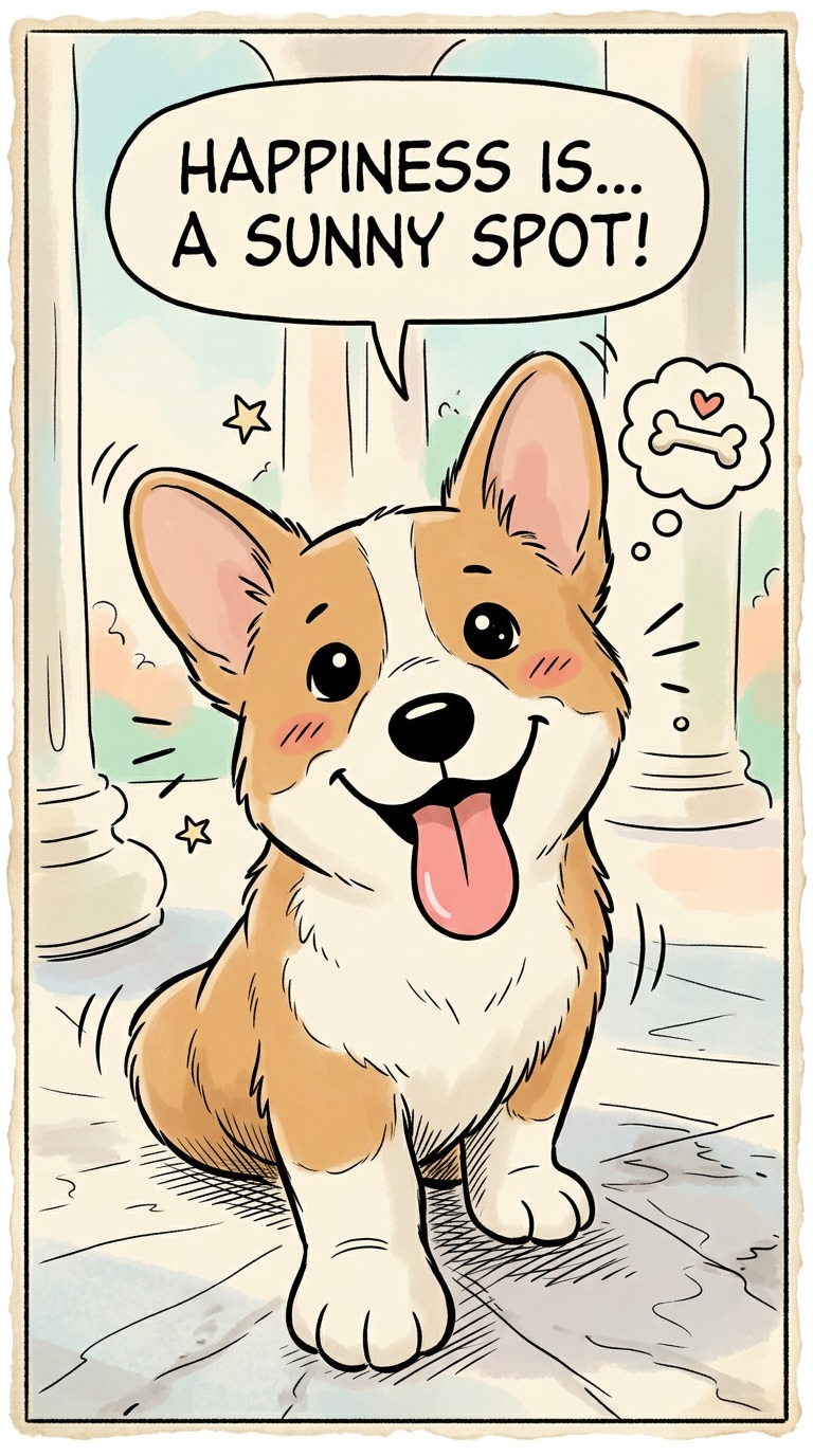 Funny Snoopy-style puppy cartoon portrait