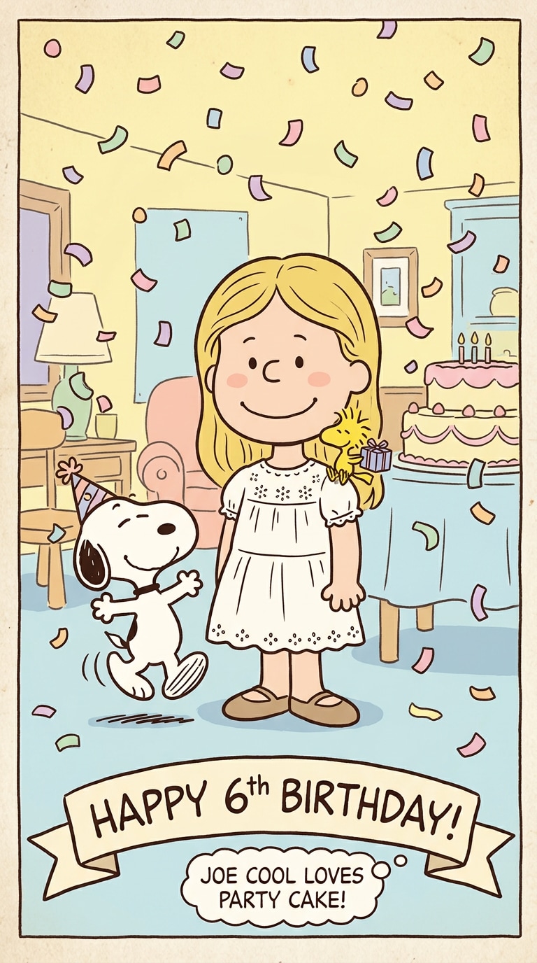 Birthday Snoopy-style cartoon poster