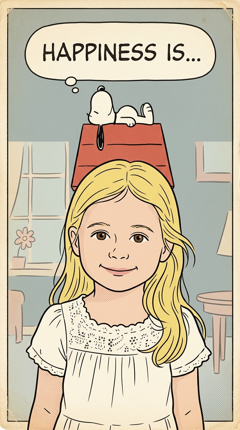 Vintage Snoopy-style comic wall art portrait