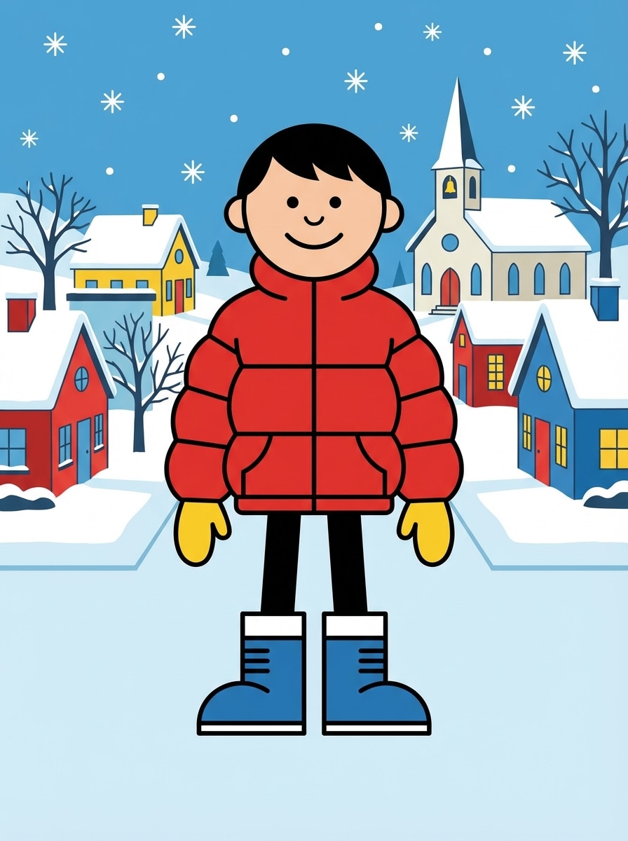 Snowy town full-body character