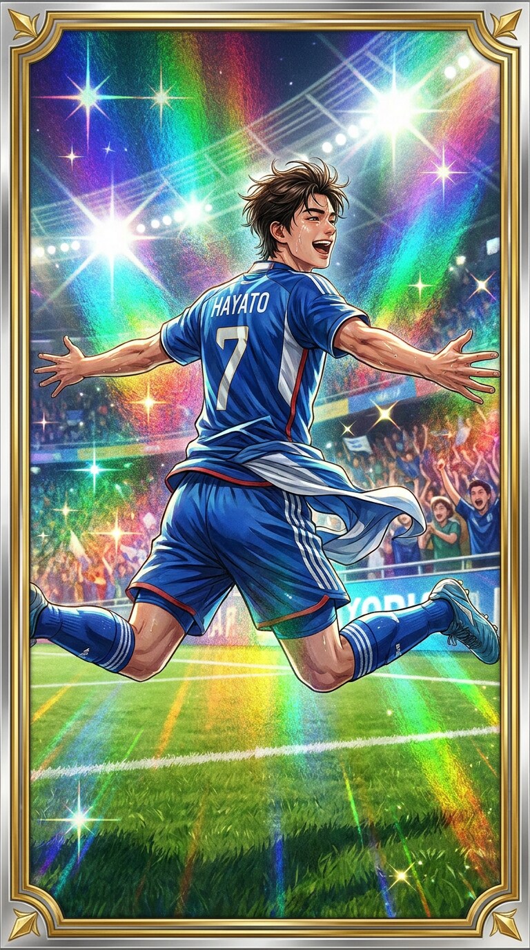 ゴール直後サッカー選手レアカード風