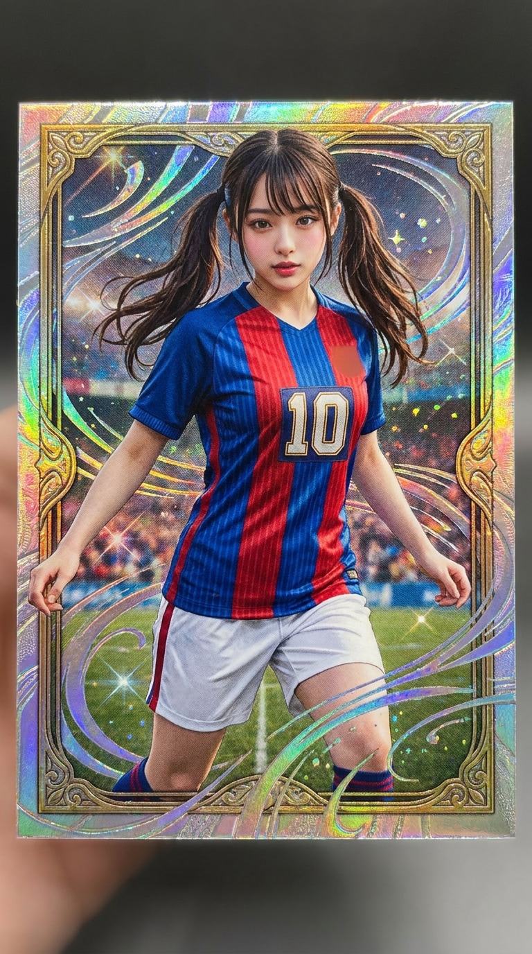 スタジアム背景サッカーカードAI画像