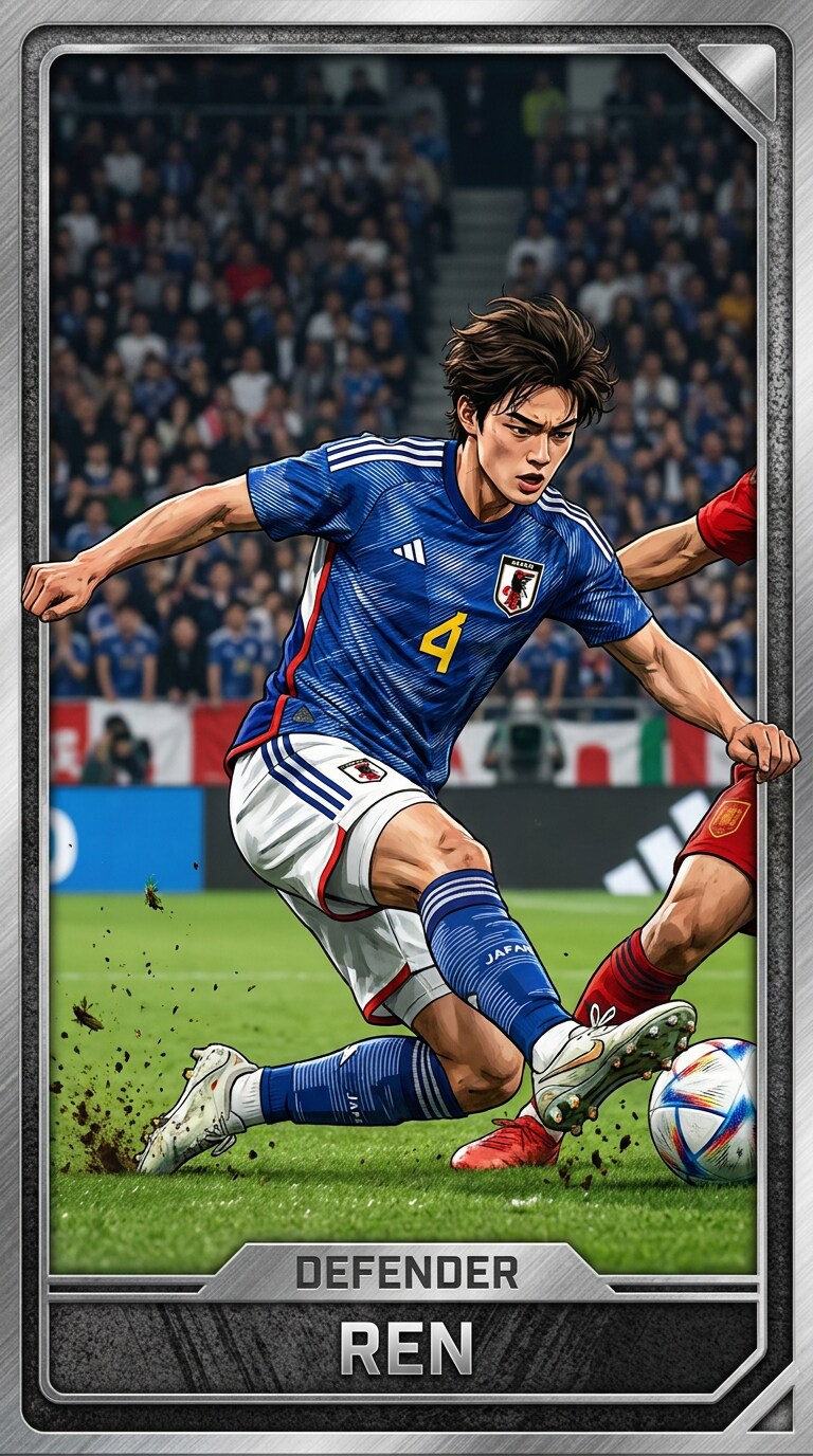 ディフェンス動作サッカー選手AIトレカ