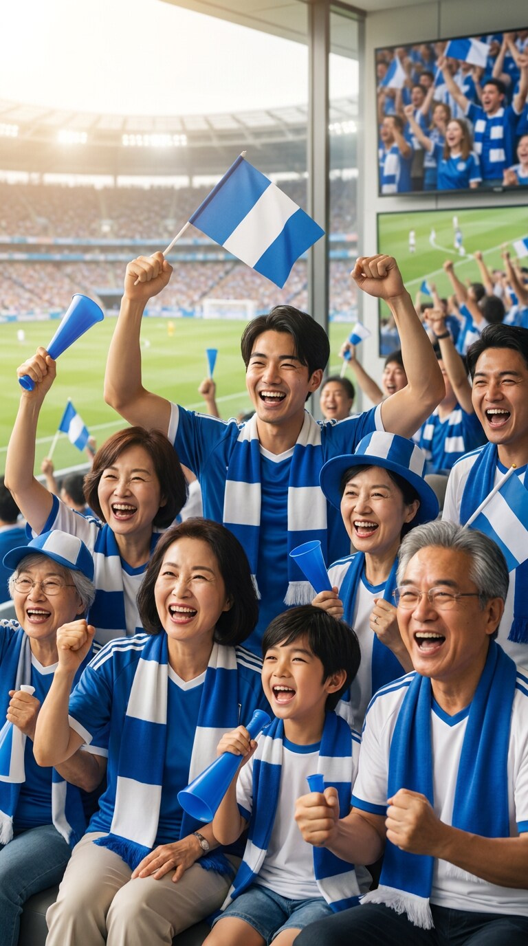 サッカー応援ファミリー画像AI素材
