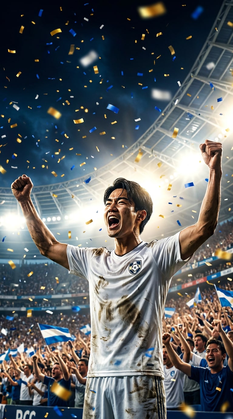 YouTubeサッカーハイライトサムネイルAI画像